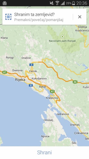 Skrita zmožnost shranjevanja Googlovih zemljevidov neposredno na telefon ne podpira Slovenije.
